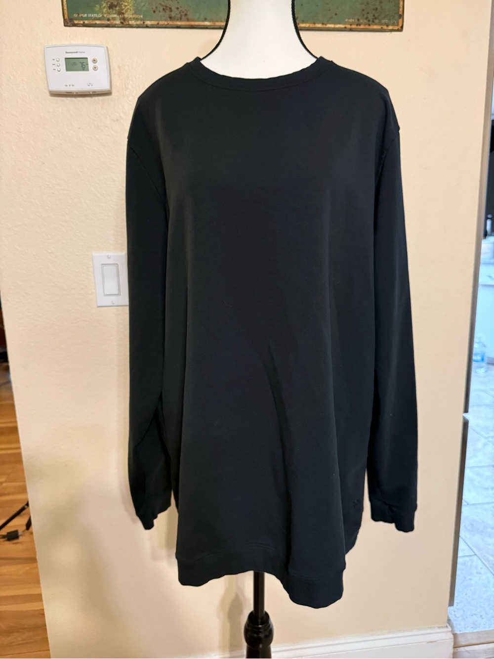 Sene Pegasus Custom Made In USA Black Pima Cotton Crewneck Long Sleeve Pullover